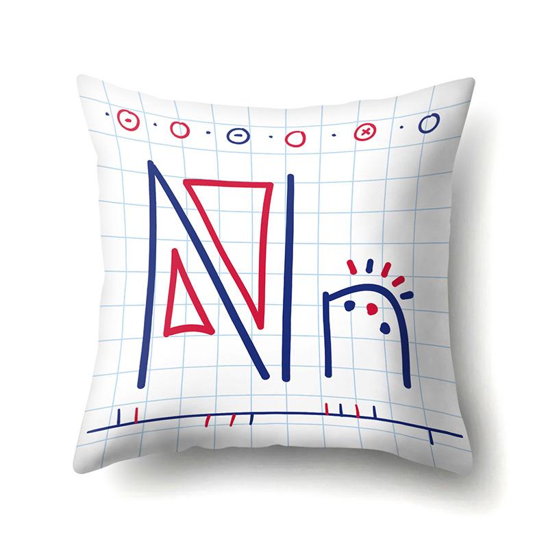 Polyester Pillow Case Decoration Home 26 English Letter Printing Pillow Case British Style Bedside Cushion Cover