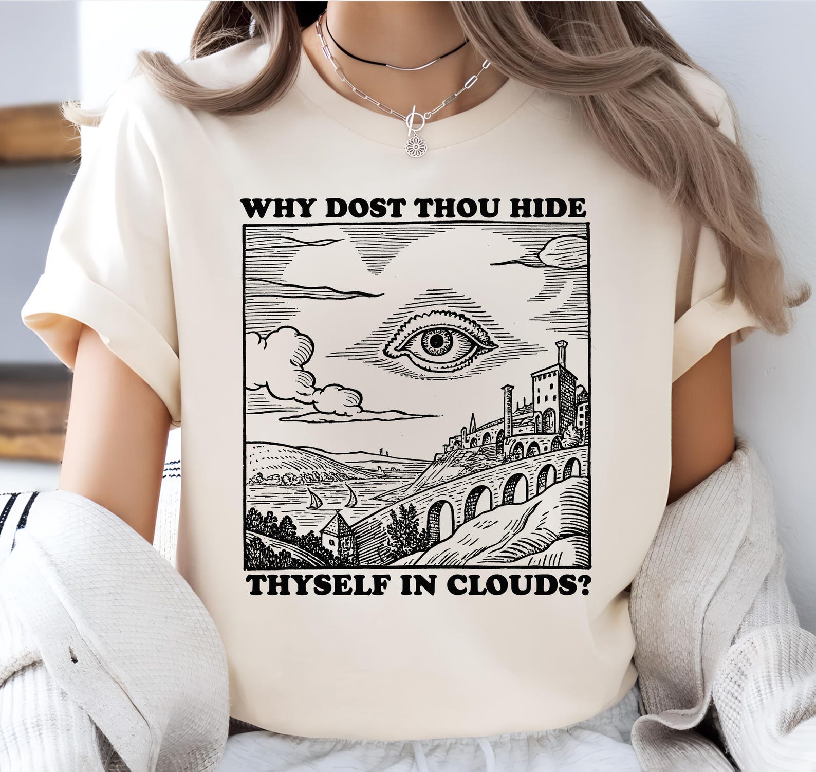 Why dost thou hide thyself in clouds?, William Blake Shirt, Poetry T-shirt, Eye of God, Poem, Bookworm Gift Unisex T-Shirt S