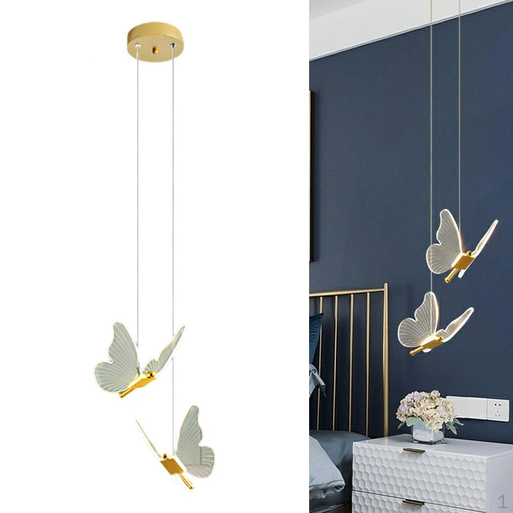 Acrylic Butterfly Chandelier Lamp LED Hanging Ceiling Light Lighting Fixtures Teahouse Living Room