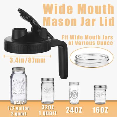 LMETJMA Mason Jar Ausgießer Deckel mit Griff Auslaufsichere Dichtung Mason Gläser Mason Jar Krug Klappdeckel Luftdichter Deckel mit Griff JT311