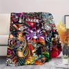 1Pc Hardy Tattoo Print Flannel Blanket, High quality Comfortable for All Seasons, Home Decor, Warmth and Comfort, Perfect for Christmas Gifts