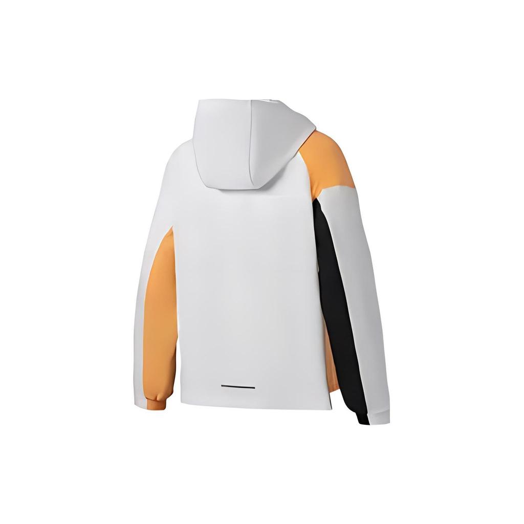 Li Ning Color Block Logo Letter Print Spliced Hooded Long Sleeve Windbreaker Women Outerwear White AFDS048-4