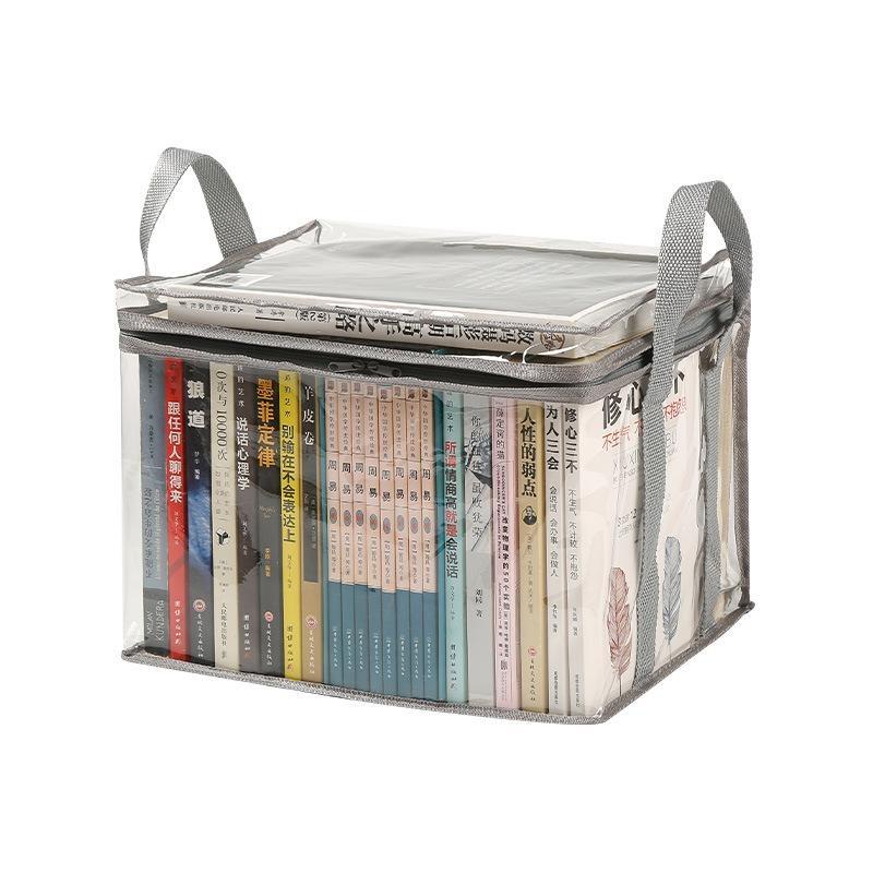Transparent PVC Book Storage Box With Sturdy Handles And Large Capacity Perfect For Home Office School Dorm Storage
