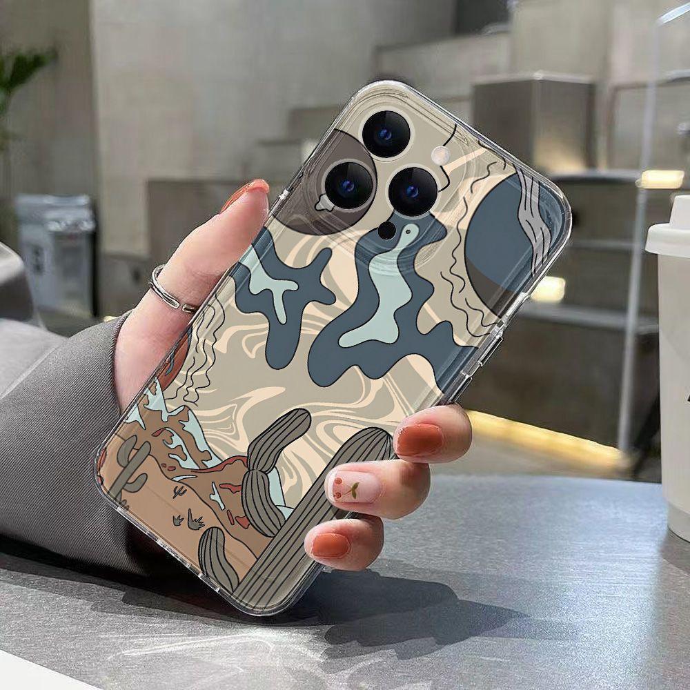 Desert cactus for iPhone17promax space phone case Apple 16 transparent 15/14 fine hole 13