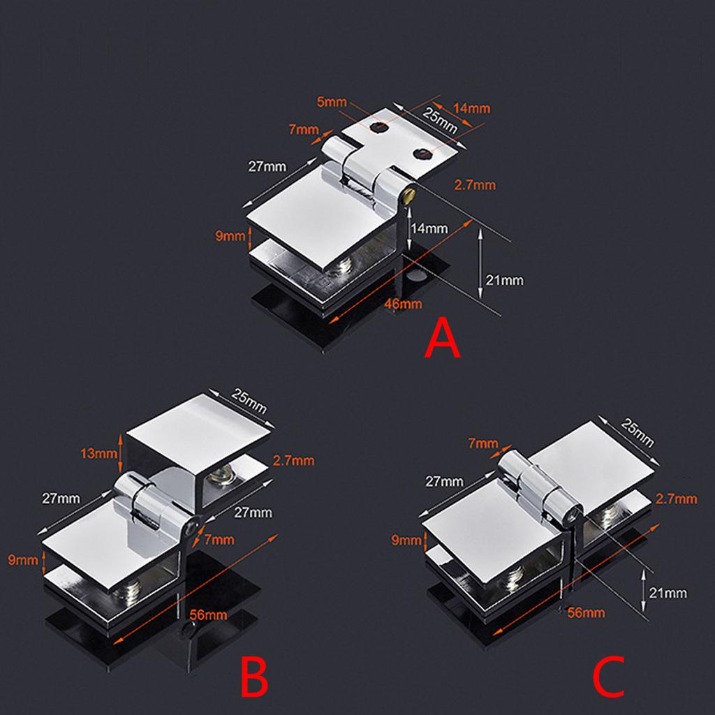 Thickness Glass Door Hinge Copper Glass Clamp 0Degree/90Degree/180Degree Glass Cupboard Showcase Cabinet Door Hinge