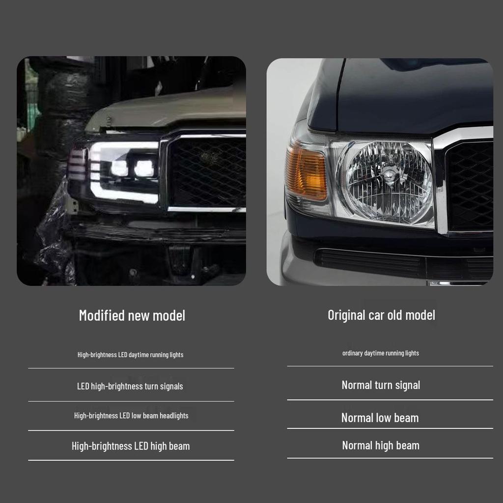 Toyota Land Cruiser LC76 Headlight Assembly: LED Daytime Running Lights & Flowing Turn Signals for LC71 Modification