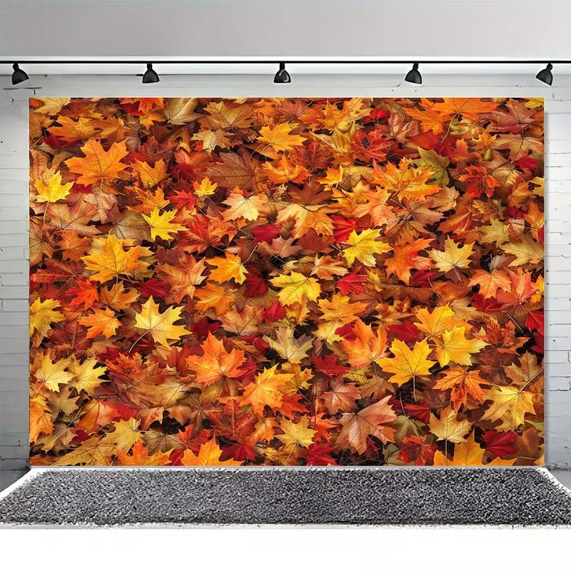 2D Vibrant Fall Maple Leaves Photography Background