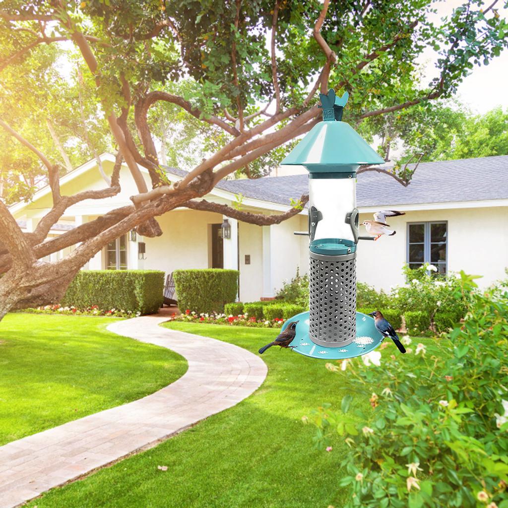 Metal Bird Feeder Outdoor Hanging Feeder Green Four Leaking Holes Garden Decorat