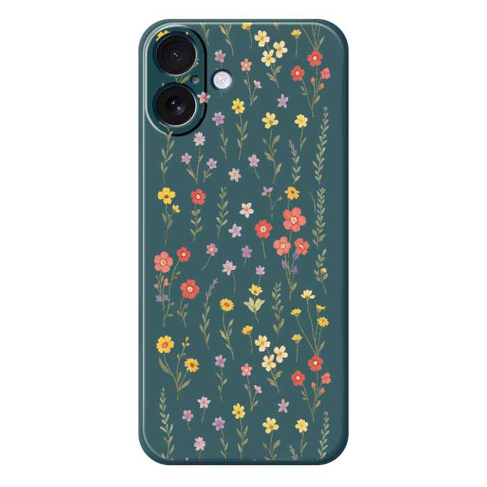 For iPhone 17 Case Flowers and Grass Pattern Printing Straight Edge TPU Phone Back Cover