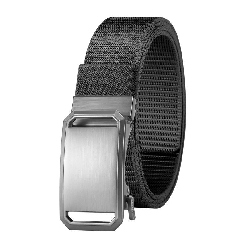 Men's Automatic Buckle Belt Trendy and Versatile Punch-free Men's Belt Military Training Jeans Braided Trousers Belt Canvas