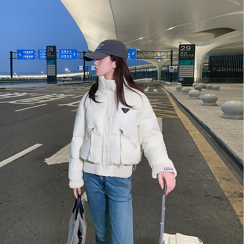 2025 Autumn and Winter New Small Fresh Warm Down Cotton Jacket Women's Short Fashion Stand-up Collar Cotton Jacket Trend