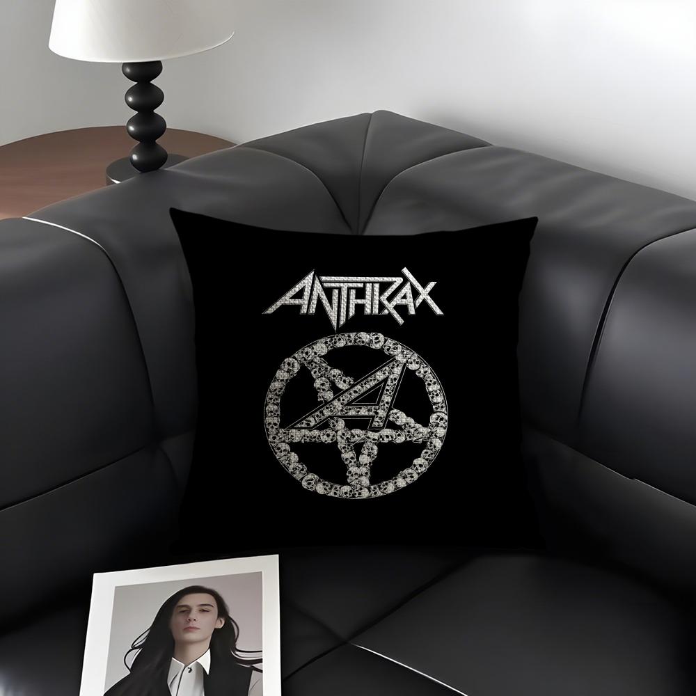 A-Anthrax Band Cushion Cover Natural Linen Organic Fabric Double-Sided Printing Sofa Home Decor Gift Pillow Case
