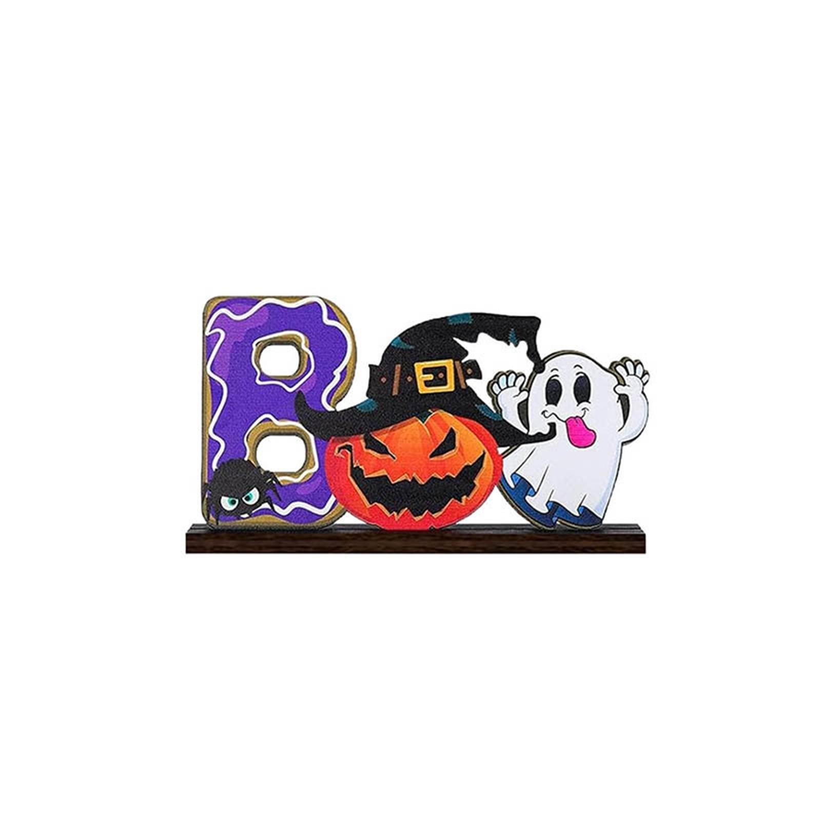 

Счастливого Хэллоуина деревянные центральные знаки украшения стола Счастливые столовые приборы с ведьмовским декором украшения для дома классной кухни One Size