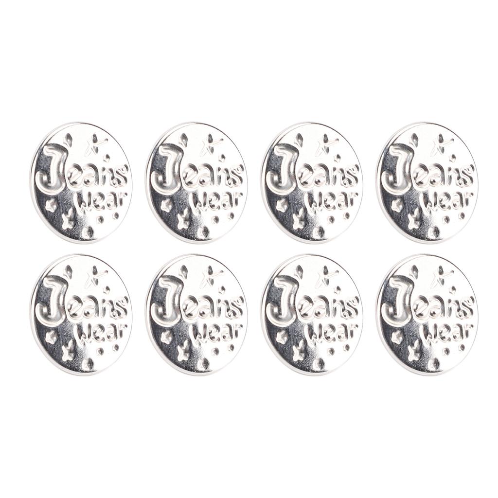 50 Set 17mm Pants Button Set Stainless Steel Letter Star Pattern Silver Decorative Button with