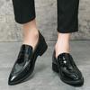 Men's Pointed Toe Leather Loafers - British Korean Style, Casual Slip-ons, Patent Leather Formal Shoes