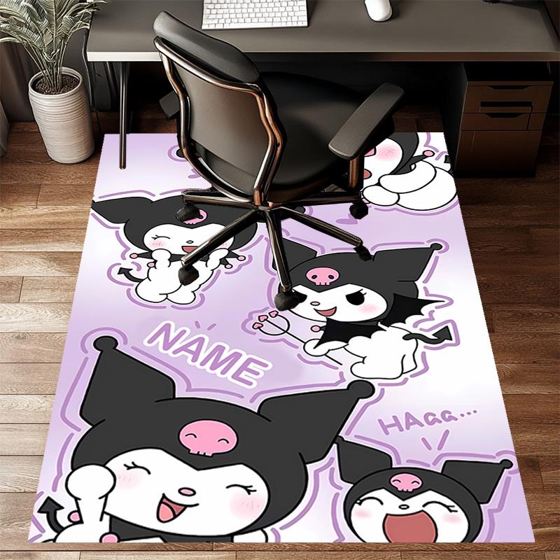 Custom Kuromi Mat Personalized Name, Polyester Washable Indoor Entryway Rug, Gift for Christmas, Easter, Thanksgiving Day
