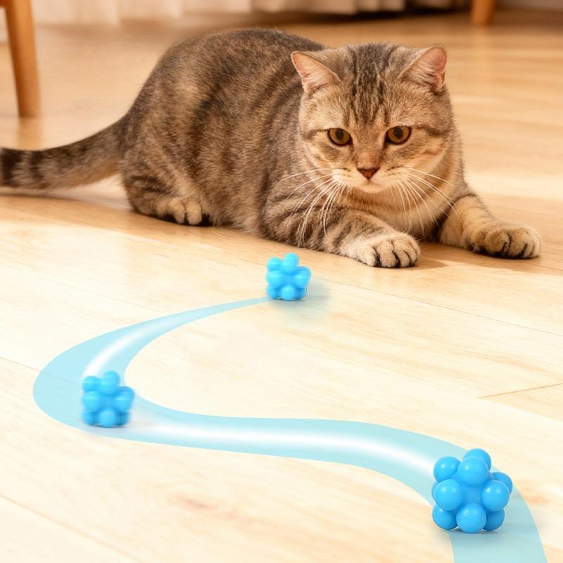 Cat Chew Ball Toy Silicone High Elasticity Bite-resistant Kitten Toy Teeth Cleaning Interactive Ball Cat Toy Supplies