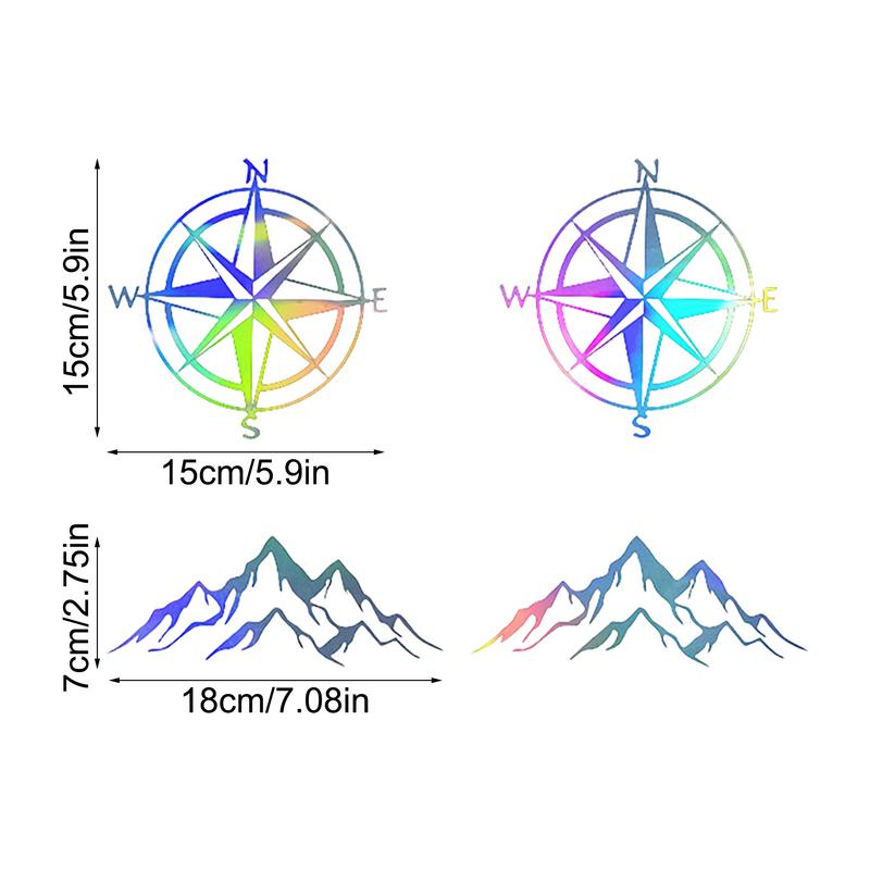 Car Hood Stickers Mountain Compass Car Door Decals Waterproof 4X Auto Decor Car Accessories RV Auto For Vehicles Sedan SUV