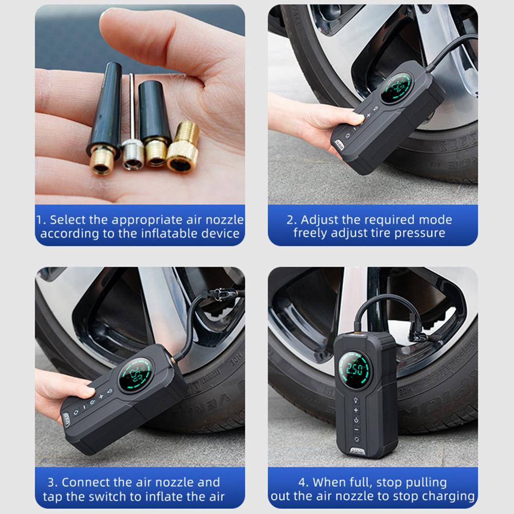 Portable Car Air Compressor 12V 100W Electric Tire Inflator LCD Display Air Pump Digital 150PSI Electric Car Tyre Inflator Wired