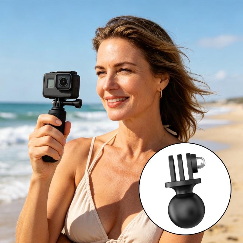 Motorcycle Camera Mount Adapter for Navigation Use, Ball-Base Action Camera Mount with Small-Profile Form for Travel