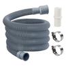 2M Washing Machine Dishwasher Corrugated Drain Hose Long Flexible Extension Waste Pipe Kit with Connector Clip for Bathroom
