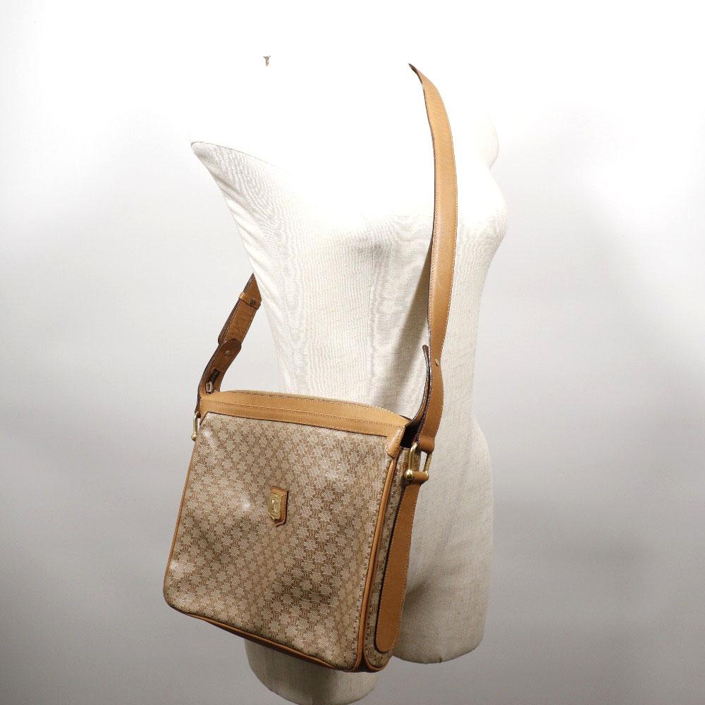 CELINE Macadam Shoulder Bag beige PVC Women Used