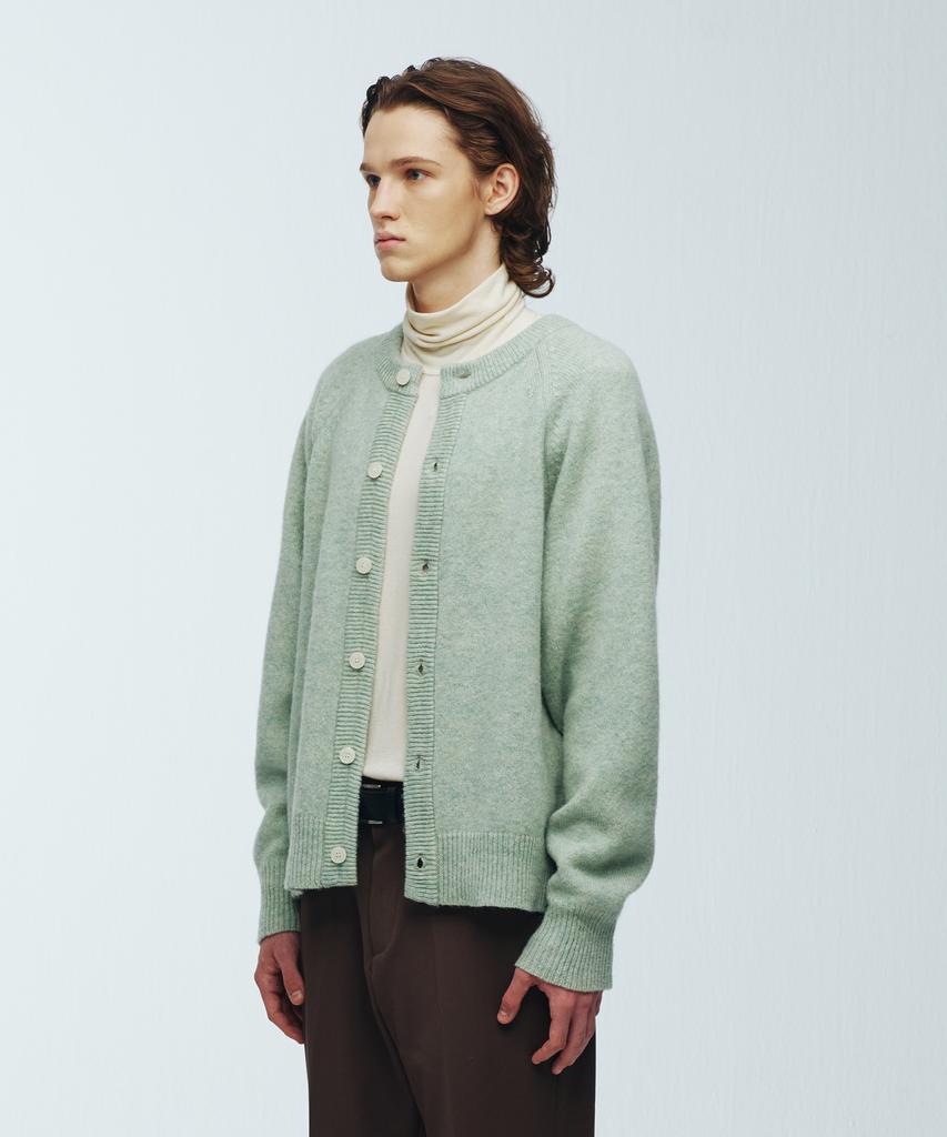 Knitted Shaggy Dog 100% Wool Round Cardigan Mint