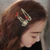 Diamond Metal Red Cherry Hair Clip Sweet Small Exquisite Duckbill Clip Glitter Rhinestone Bangs Side Clip Girls Styling Headwear