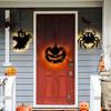 Halloween Holiday Decorations Pumpkin Hanging Decor, Non-Woven Ghost Ornament with Light String, Spooky Festive Decor Door Wall for Party Scene, Trick