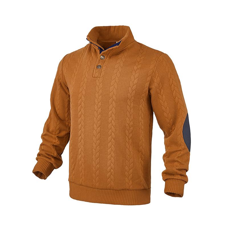 Men Fashion New Hoodless Jacquard Autumn Winter Long Sleeve Pullover Embroidered Patchwork Plus Size Sweatshirts for Mens Loose Fit Tops