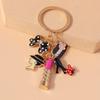 Fashion Enamel Mini Higheel Hat Keychain Lipstick Bowknot Key Rings Pendant for Key Holder Women Girl Handbag Decor Jewelry Gift