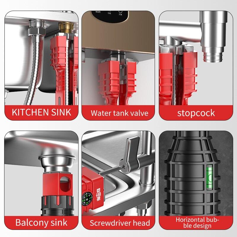 Bathroom & Kitchen Faucet Repair Tool Set - 18-in-1 & 24-in-1 Flume Wrenches