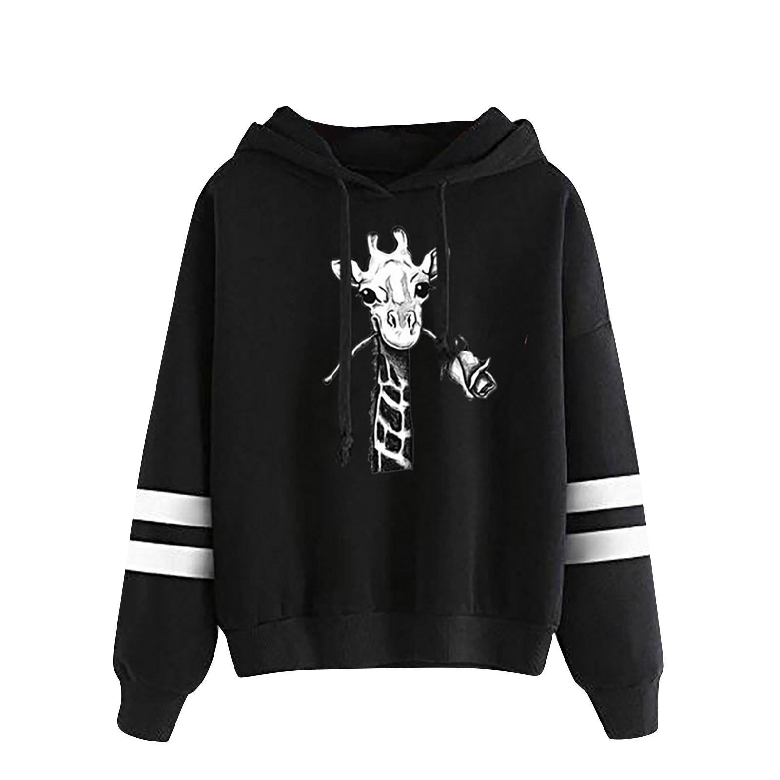 

Женская толстовка с капюшоном с длинным рукавом, с надписями, пуловер с капюшоном, топы, блузка M чёрный