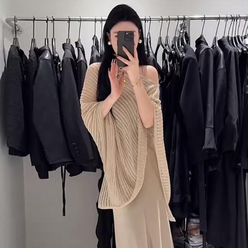 Summer New Hollow Knitted Bat Sleeve Cape Sun Protection Blouse For Women