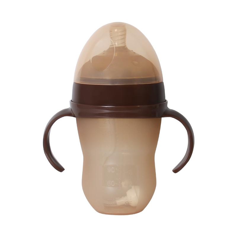 Baby weaning silicone bottle, wide mouth with rice paste spoon head water cup suction nozzle imitation breast milk anti-flatulence bottle