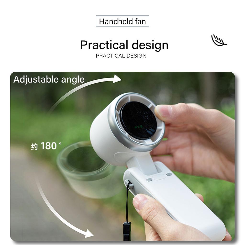 Portable Handheld Fan Adjustable Mini Fan Hair Dryer, 5-speed Bladeless Folding Handheld Fan with Digital Display Screen
