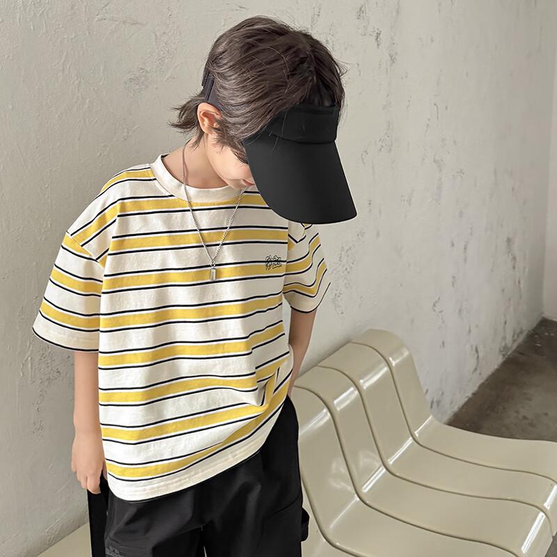 Boys' Pure Cotton Striped Short-Sleeve T-Shirt