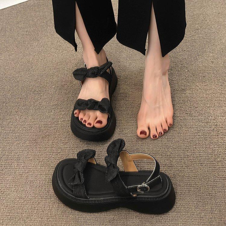 

Винтажная мода женские босоножки на платформе Roman Muffin 39 чёрный