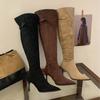 Pointed High-heeled Piled Boots 2025 Autumn and Winter New Retro Suede Thin Over the Knee Two Wear Knight Boots Women