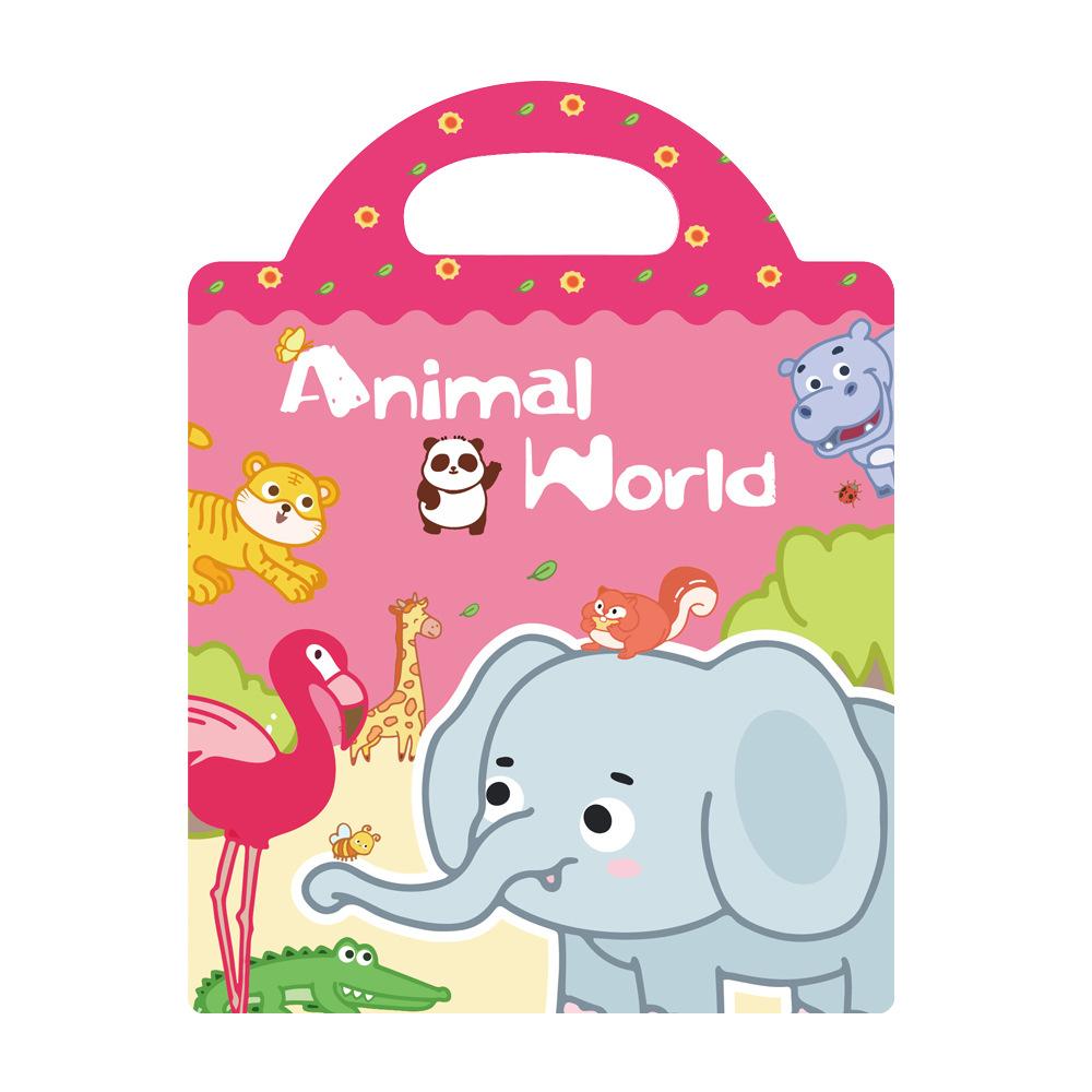 Repetitive children's toys featuring "First Book" animal, dinosaur and ocean scene jelly sticker books