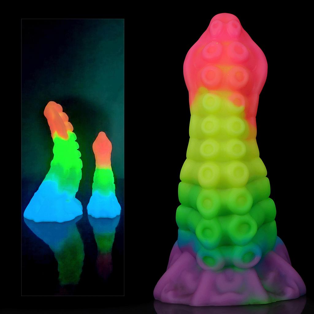 Mixed Color Glowing Dildo Simulation For Men And Women In The Backyard  Used For Masturbation As An Adult Product