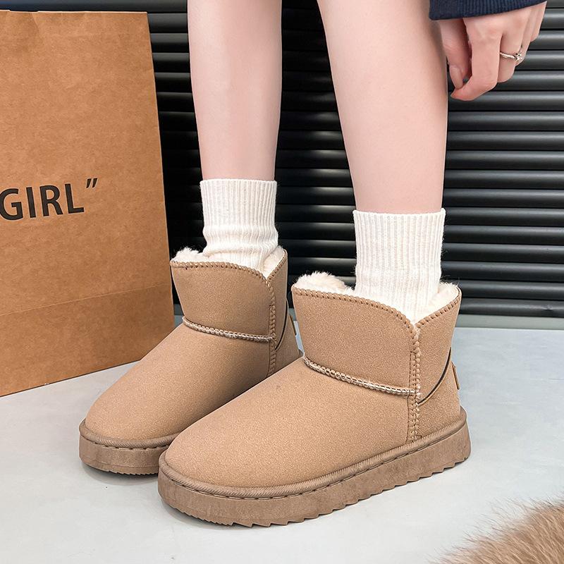 2025 Winter neue kurze Schneestiefel gefütterte verdickte Schnee-Baumwoll-Kurzstiefel Koreanische Version vielseitig rutschfest dicksohlige Baumwollschuhe