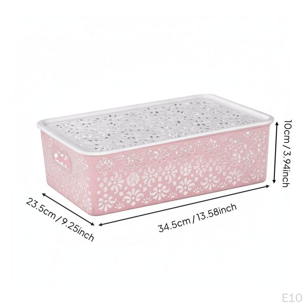 Decorative Storage Box Versatile Hollow Basket Stackable Lace Pattern Organizer Bin for