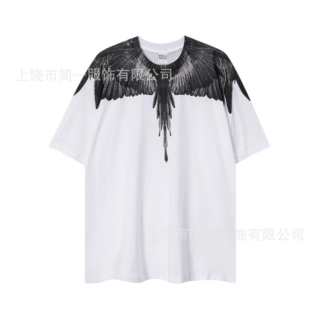 Summer Men's and Women's Same Fashion Trend T-shirt Personalized Trend Wing Printing Comfortable and Simple