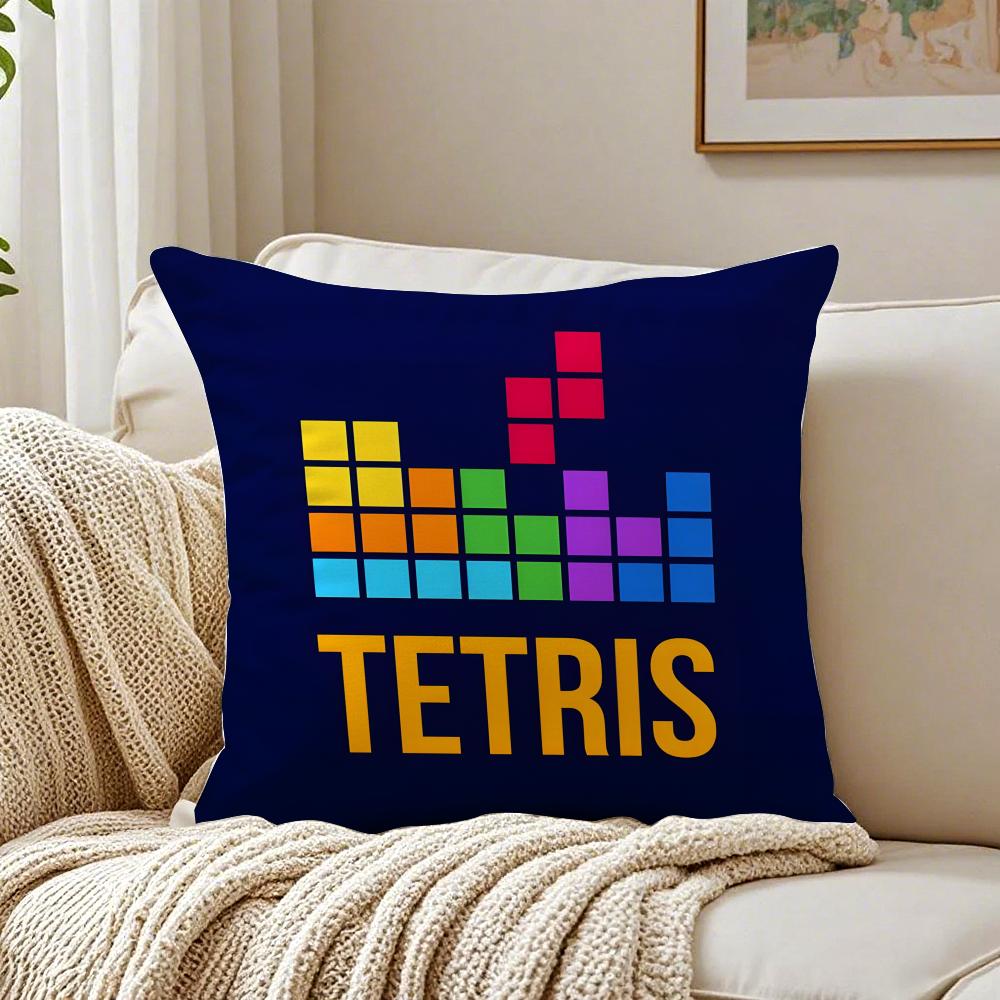 Housse de coussin taie d'oreiller Jeu de puzzle classique T-Tetris Anti-acariens Décoration de canapé de salon Coussin Chambre
