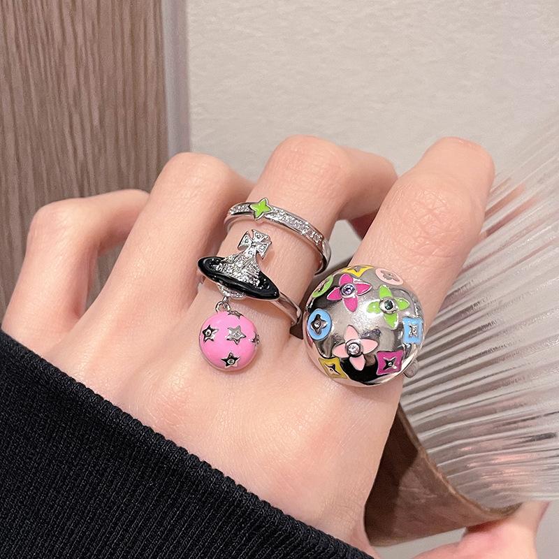 Dopamin Kleiner Duft Farb-Tropfen Glasur Offener Ring Nischen Design I Hohes Gefühl Leichter Luxus Saturn Planet Ring