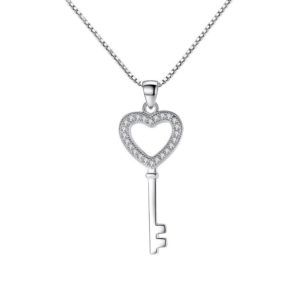 

Подвеска-ключ из стерлингового серебра - Современный, Уникальный, Простой подарок для девушки или пары, Идеально подходит для Рождества или Дня рождения. 925 Silver