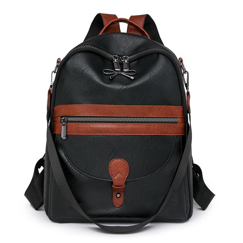 

Женский контрастный рюкзак для поездок на работу в стиле ретро чёрный/коричневый