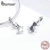 Bamoer Cute Pet Chihuahua Dog Pendant Charm Silver 925 Original Pink Enamel Ear Fashion Jewelry Gifts Girl Accessories SCC1317