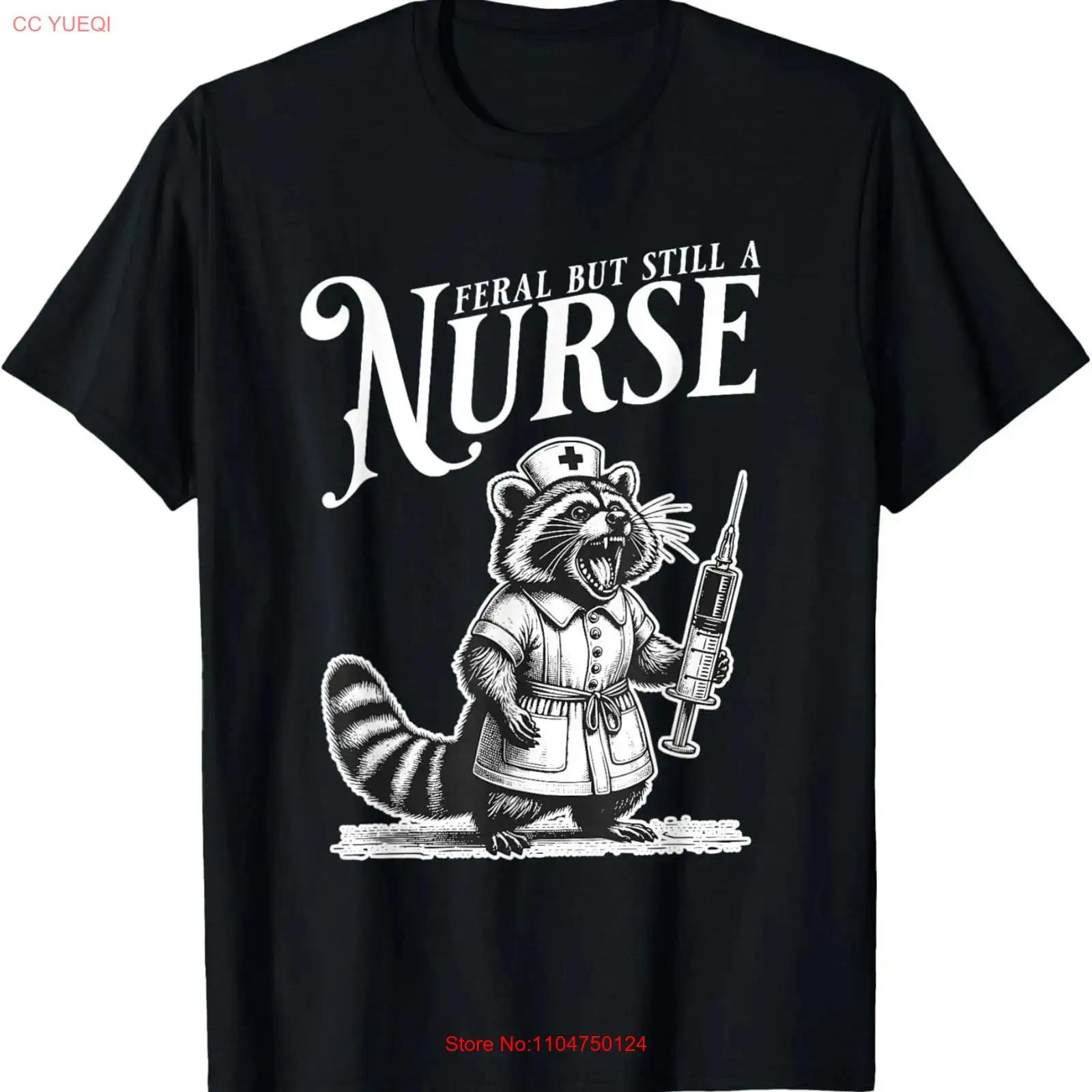Funny Raccoon Feral But Still A Nurse Retro Trash Panda T Shirt for Dad Mo vintage Washed Soft Stylish Comfortable Stretched S